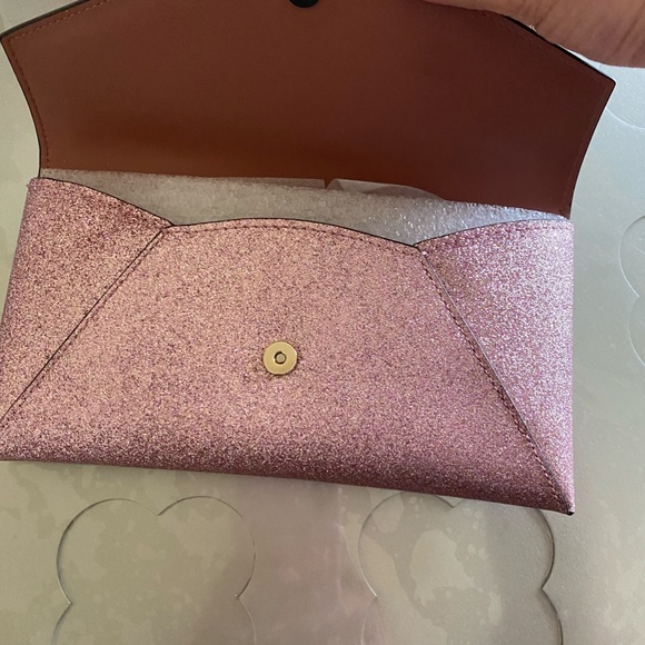 pink sparkly Kate spade convertible clutch with chain strap - Picture 2 of 4